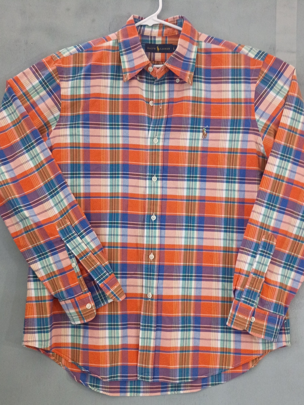 Ralph Lauren Orange Plaid Button-Down Shirt